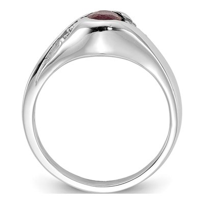 14K White Gold 1/8 ct tw Ruby & Diamond Oval Ring – view 3