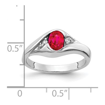14K White Gold 1/8 ct tw Ruby & Diamond Oval Ring – view 4
