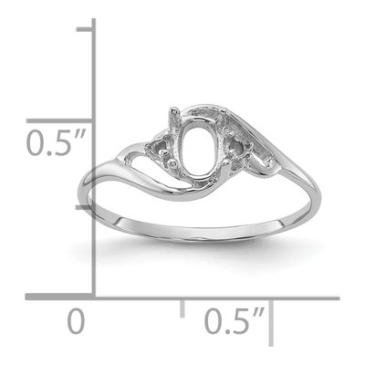 14K White Gold Oval Ring Mounting – view 3
