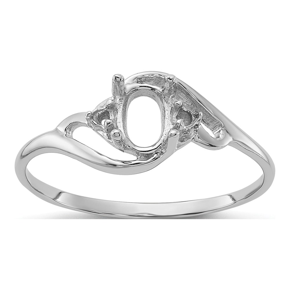 14K White Gold Oval Ring Mounting
