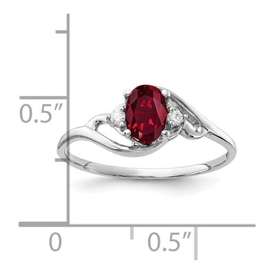 14K White Gold Lab-Created Ruby & Diamond Oval Ring – view 2