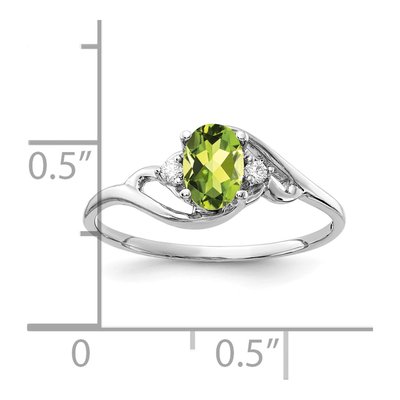 14K White Gold Peridot & Diamond Oval Ring – view 2