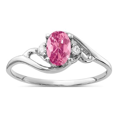 14K White Gold Pink Tourmaline & Diamond Ring
