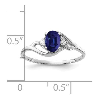 14K White Gold Sapphire & Diamond Oval Ring – view 2