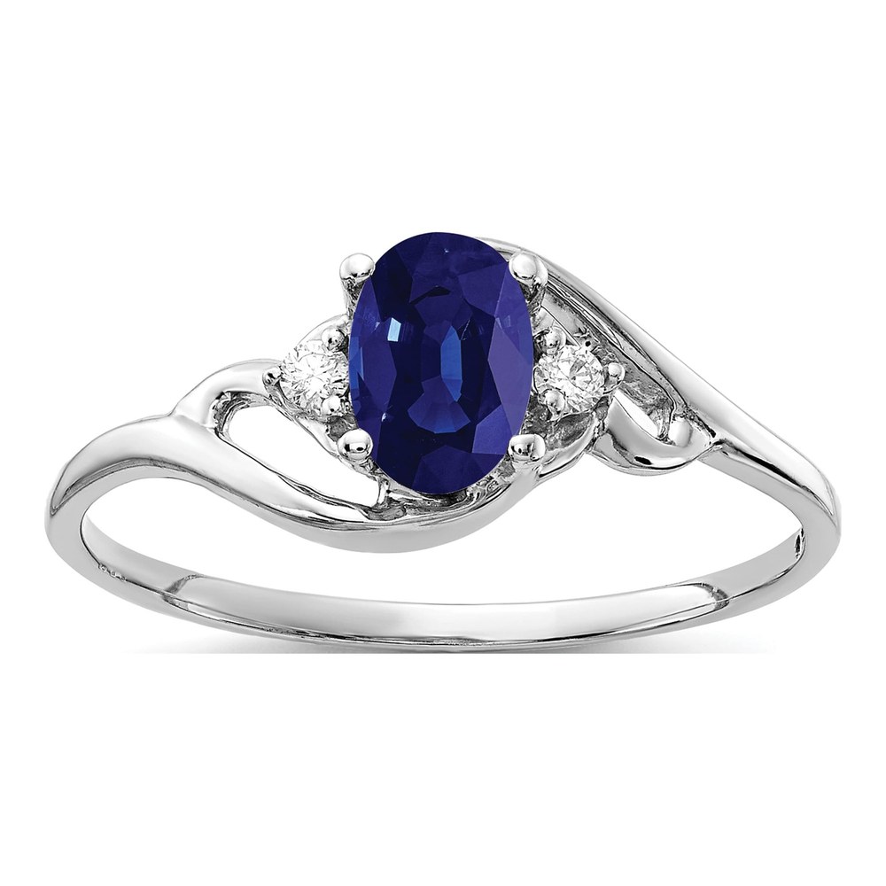14K White Gold Sapphire & Diamond Oval Ring