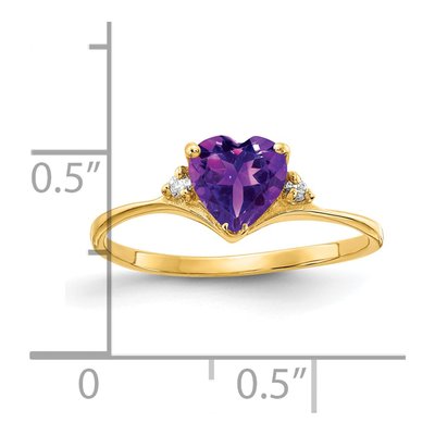 14K Yellow Gold Amethyst & Diamond Heart Ring – view 2