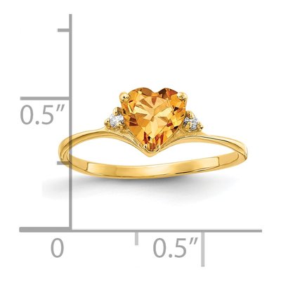 14K Yellow Gold Citrine & Diamond Heart Ring – view 2