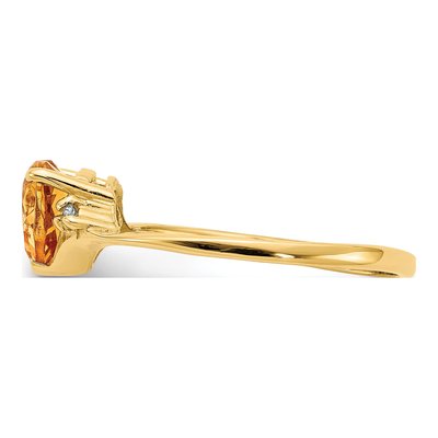 14K Yellow Gold Citrine & Diamond Heart Ring – view 3