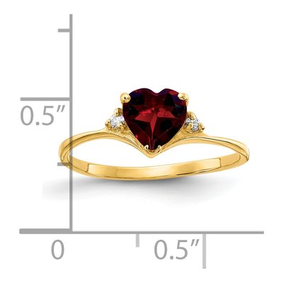 14K Yellow Gold Garnet & Diamond Heart Ring – view 2