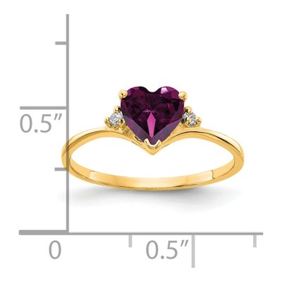 14K Yellow Gold Rhodolite Garnet & Diamond Heart Ring – view 2
