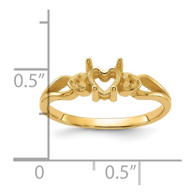 14K Yellow Gold Diamond Heart Ring Mounting – view 3