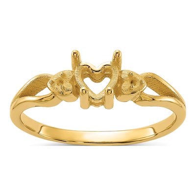 14K Yellow Gold Diamond Heart Ring Mounting