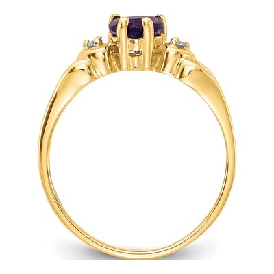 14K Yellow Gold Amethyst & Diamond Heart Ring – view 2