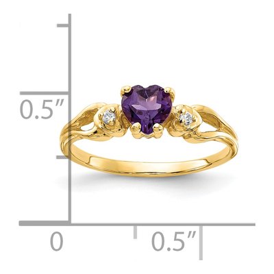 14K Yellow Gold Amethyst & Diamond Heart Ring – view 3