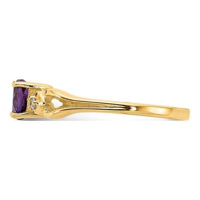 14K Yellow Gold Amethyst & Diamond Heart Ring – view 4