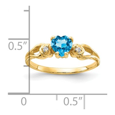 14K Yellow Gold Swiss Blue Topaz & Diamond Heart Ring – view 2