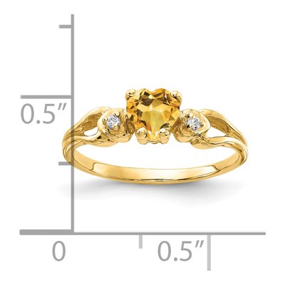 14K Yellow Gold Citrine & Diamond Heart Ring – view 2