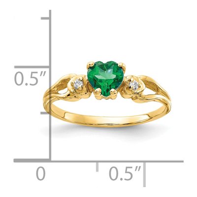 14K Yellow Gold Emerald & Diamond Heart Ring – view 2