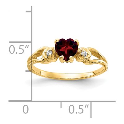 14K Yellow Gold Garnet & Diamond Heart Ring – view 2