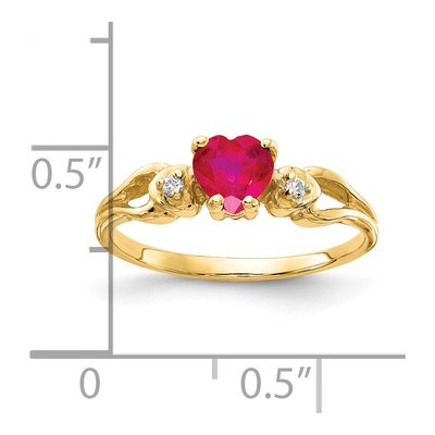 14K Yellow Gold Ruby & Diamond Heart Ring – view 2