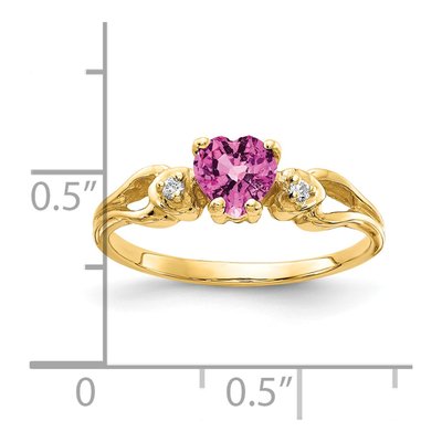 14K Yellow Gold Sapphire & Diamond Heart Ring – view 2