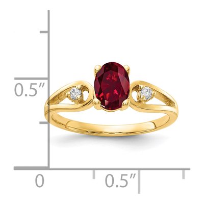 14K Yellow Gold 1/20 ct tw Lab-Created Ruby & Diamond Oval And1 Ring – view 2