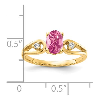 14K Yellow Gold 1/20 ct tw Pink Tourmaline & Diamond Ring – view 2