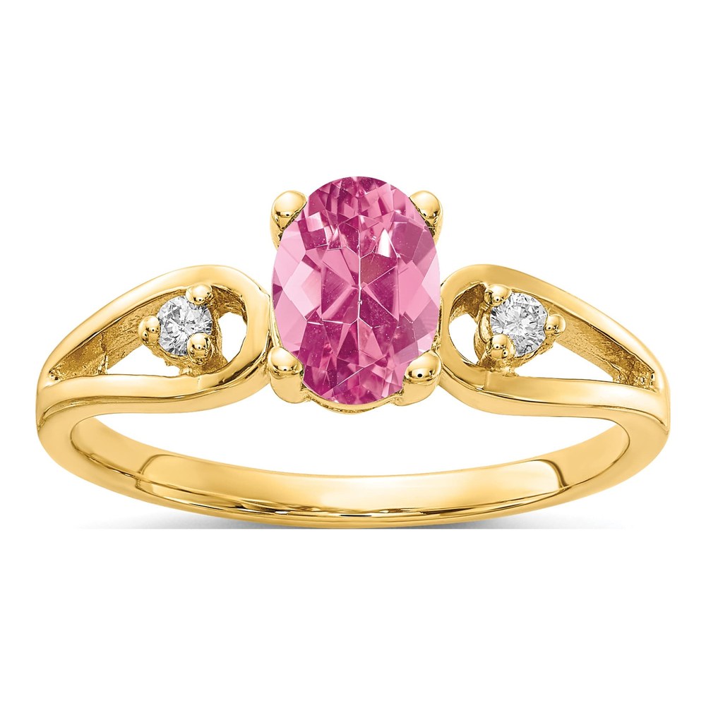 14K Yellow Gold 1/20 ct tw Pink Tourmaline & Diamond Ring