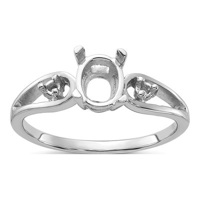 14K White Gold Oval Ring Mounting