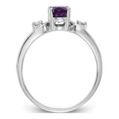 14K White Gold 1/20 ct tw Amethyst & Diamond Oval Ring – view 2