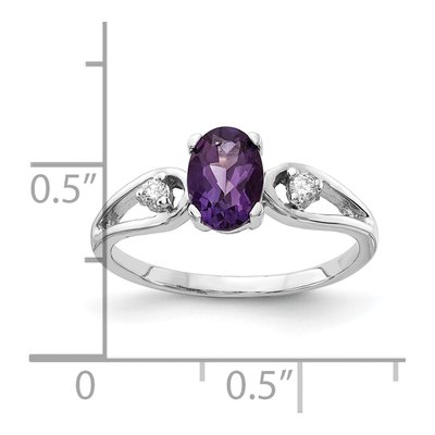 14K White Gold 1/20 ct tw Amethyst & Diamond Oval Ring – view 3