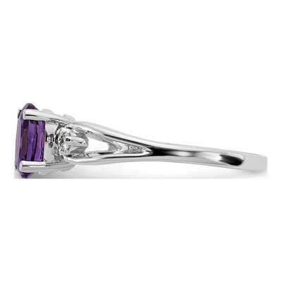 14K White Gold 1/20 ct tw Amethyst & Diamond Oval Ring – view 4