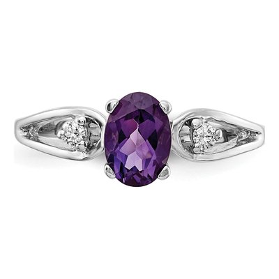 14K White Gold 1/20 ct tw Amethyst & Diamond Oval Ring – view 5
