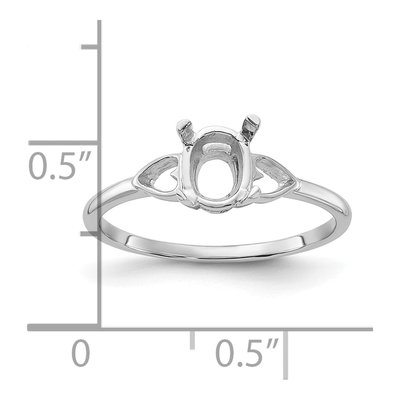 14K White Gold Oval Ring Mounting – view 4
