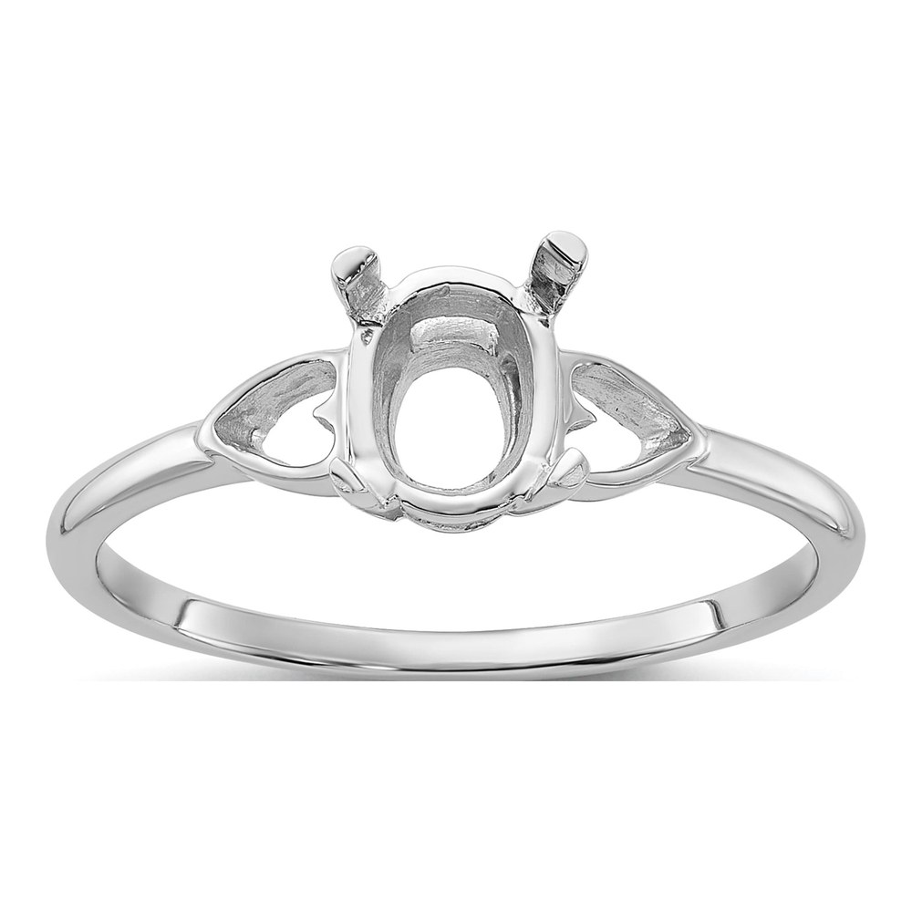 14K White Gold Oval Ring Mounting
