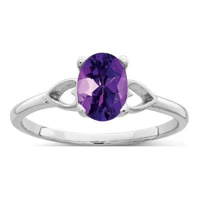 14K White Gold Amethyst Oval Ring