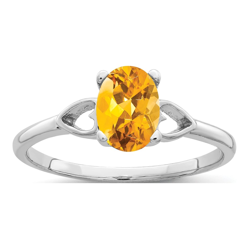14K White Gold Citrine Oval Ring