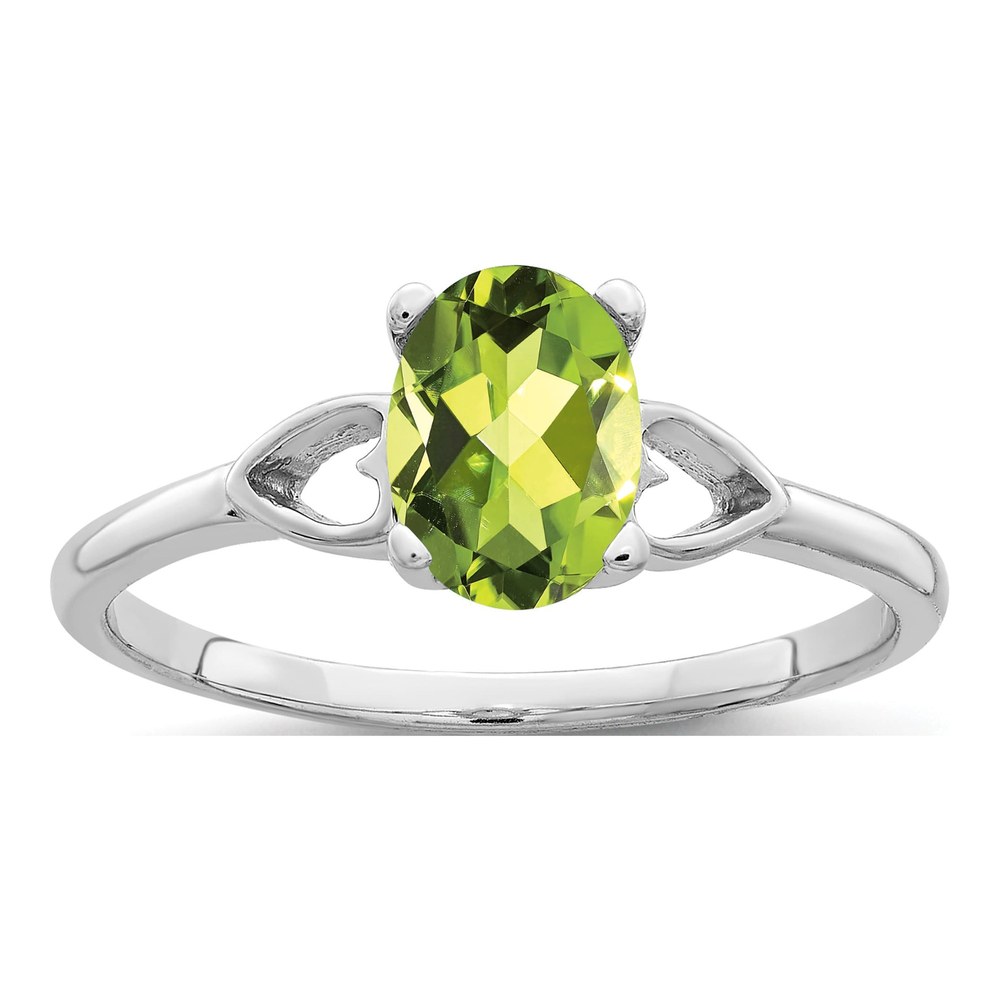 14K White Gold Oval Peridot Ring