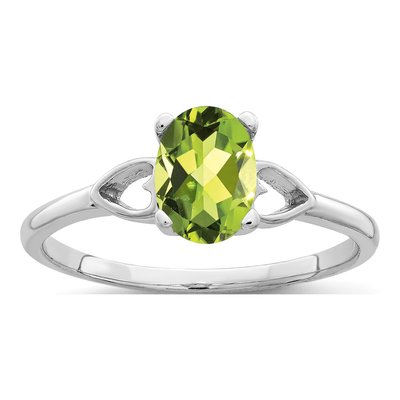 14K White Gold Peridot Oval Ring