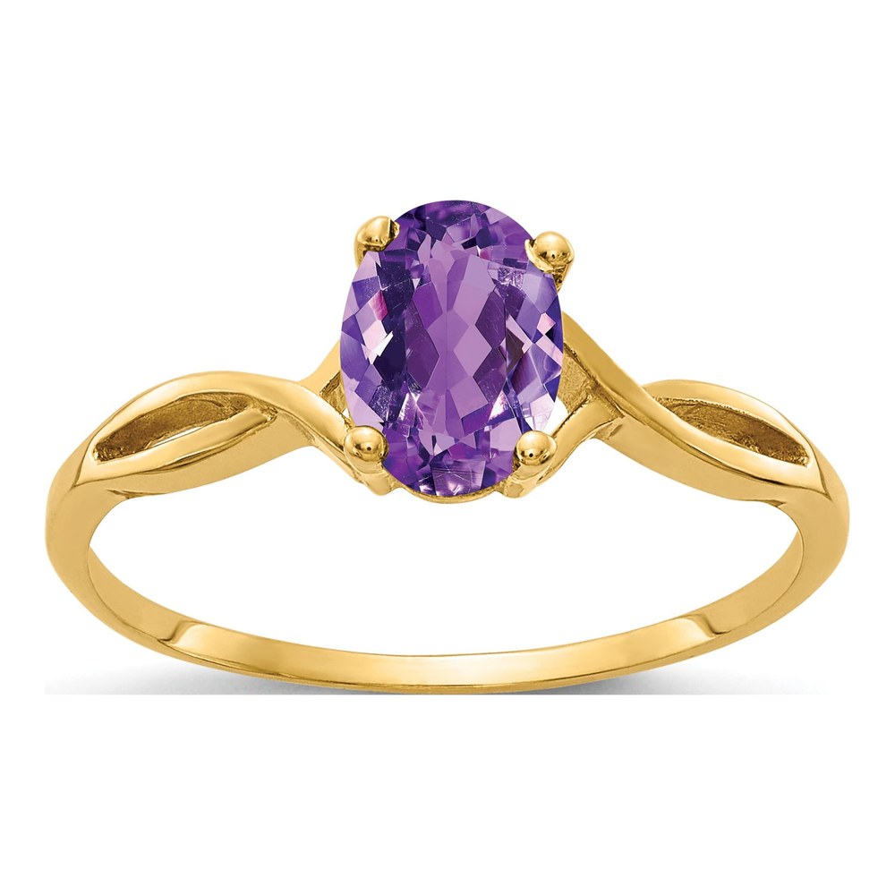 14K Yellow Gold Oval Amethyst Twist Ring