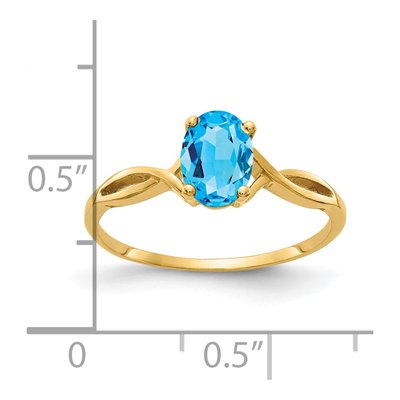 14K Yellow Gold Swiss Blue Topaz Oval Twist Ring – view 2