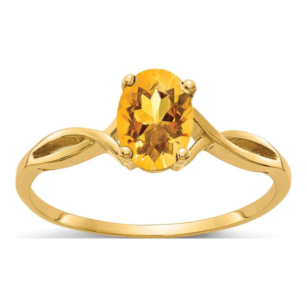 14K Yellow Gold Citrine Oval Twist Ring