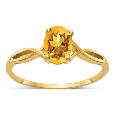 14K Yellow Gold Citrine Oval Twist Ring