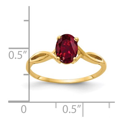 14K Yellow Gold Lab-Created Ruby Oval Ring – view 2