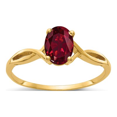 14K Yellow Gold Lab-Created Ruby Oval Ring