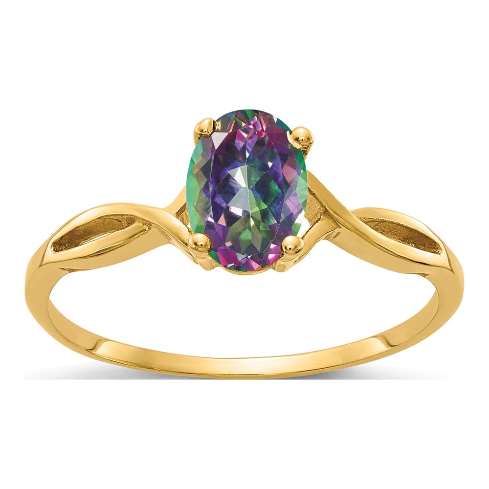 14K Yellow Gold Mystic Fire Topaz Twist Ring