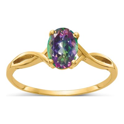 14K Yellow Gold Mystic Fire Topaz Twist Ring
