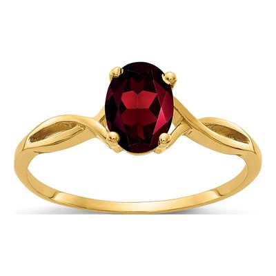 14K Yellow Gold Garnet Oval Twist Ring
