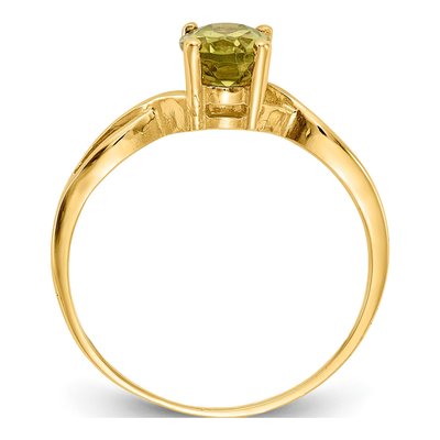 14K Yellow Gold Peridot Oval Twist Ring – view 3