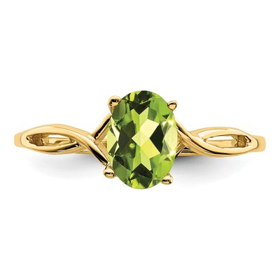 14K Yellow Gold Peridot Oval Twist Ring – view 6